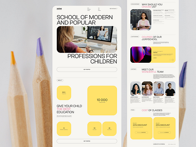 School of digital professions for children. Website concept children class course design digital education home page kids learning main page programming school website