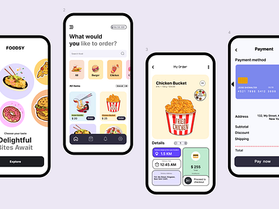 FOODSY - Food Delivery App UI/UX Design 3d app best food app design branding design food food app food app design food app like zomato food app ui food app ui ux graphic design illustration logo ui ux vector