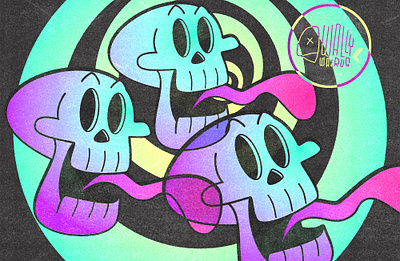 Skulls of Chaos cartoon character design colorful concept art design graphic design halloween illustration print product design retro silly skull swiss swiss design vector wally walrus
