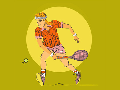 Tennis Guy 80s fun funky illustration linework sports tennis