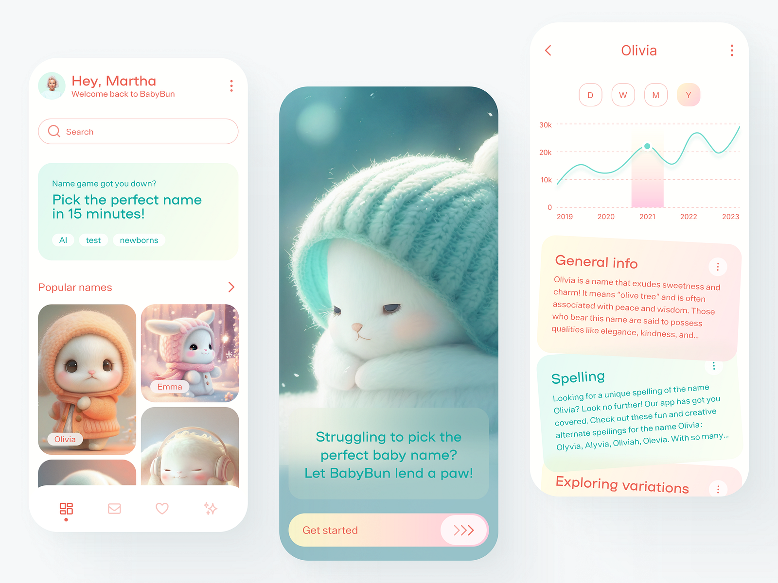 Mobile app: AI baby name finder for parents by Iryna Zubrytska for ...