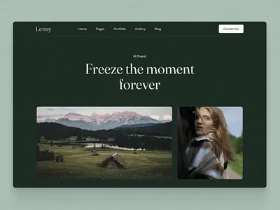 Lensy- Homepage for Photography studio agency design fonts green minimalism photo studio photography themes ui uxui