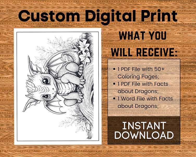 Printable Instant Download Dragons Fairies Enchanted Creature