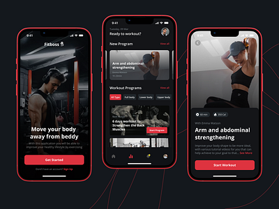 Fitboss - Fitness Training App app design fitness gym mihirsongara mobile ui workout