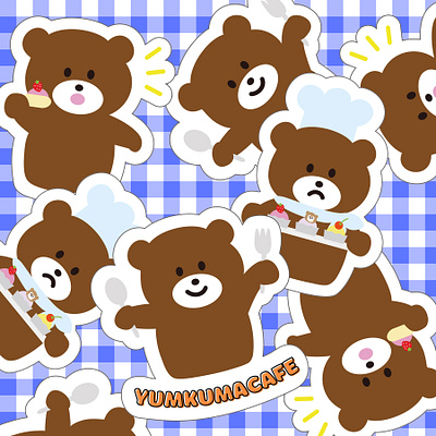 Yumkuma Cafe branding character cutedesign design digitaldrawing drawing graphic design illustration sticker vector vectorillustration