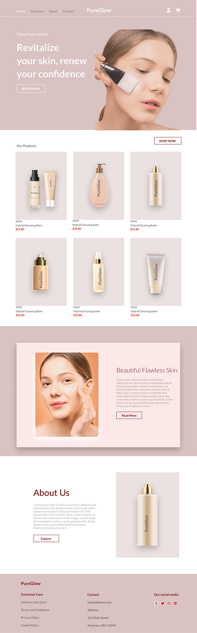 Skincare Brand Website UI Design in Figma beauty products design clean design landing page minimal design modern design modern designs ui ui design ui designs web ui