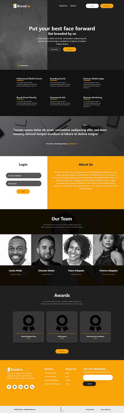 Brand.io Landing Page design graphic design typography ui ux