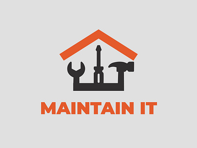 Maintain It Logo branding design fixing graphic design hammer handyman home house illustration logo maintenance minimal screwdriver vector working