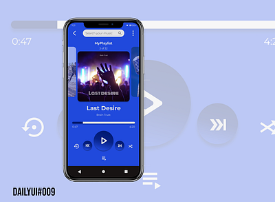 DailyUI - Music Player 009 app challenge dailyui dailyui009 design figma mobile music musicplayer ui