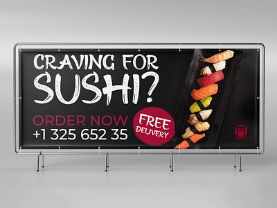 Sushi Restaurant Billboard ad advertising billboard branding chinese commercial design food graphic design illustration japanese korean minimal restaurant sushi