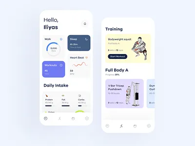 Fitness Training App calories diet fitness gym minimal mobile app sport training ui wight loss workout