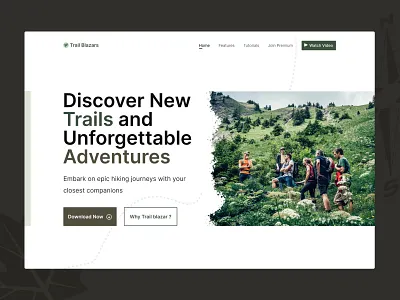 Landing Page Design : Hiking App adventure appdesign hero section hikingapp nature outdoor trail ui ux web design