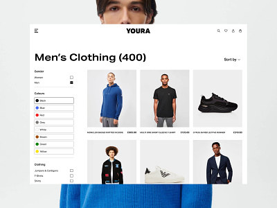 Youra - Men's Clothing Listing Page design e commerce fashion london mens clothing ui ui design ux web design