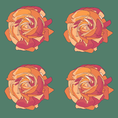 Retro Roses art branding design digital digital painting digital design floral flowers garden graphic design green orange pattern red retro rose