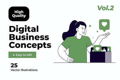 Digital Business Activities Illustrations business character character design concept digital illustration illustrations vector