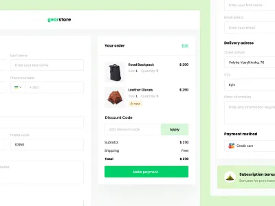 Daily UI #02 – Checkout 2023 aestetic cart checkout creditcard delivery design digital discount ecommerce gear minimal order payment shop shoppingcart trend ui userflow ux