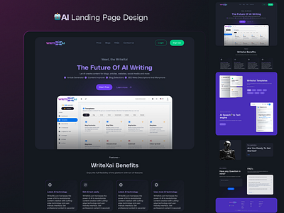 WriteXAI— Artificial intelligence SaaS ai ai website app design artificial intelligence creative design design figma graphic design landing page robot saas saas lading page technology ui uiux user interface web design webapp