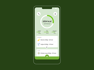 Calorie app 🍏 30daysuichallenge app appicon burn calorieapp calories design fats fitness healthy illustration mealapp sports ui uidesign uielements