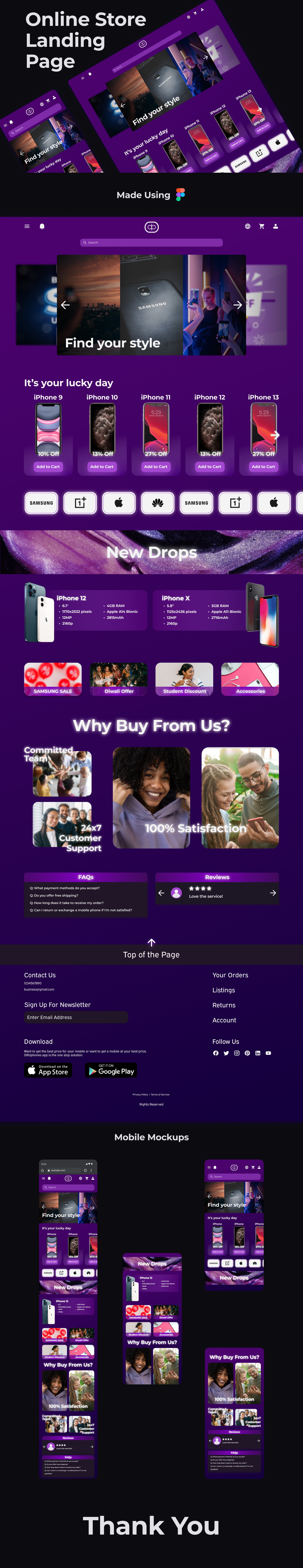 Online Store Landing Page app design figma landing page mobile design online store shop ui uiux ux web design website design