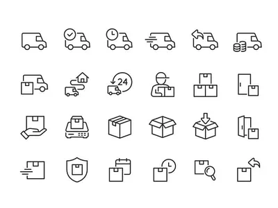 Delivery app box brand business delivery design icon icons illustration line logo mark transportation ui van