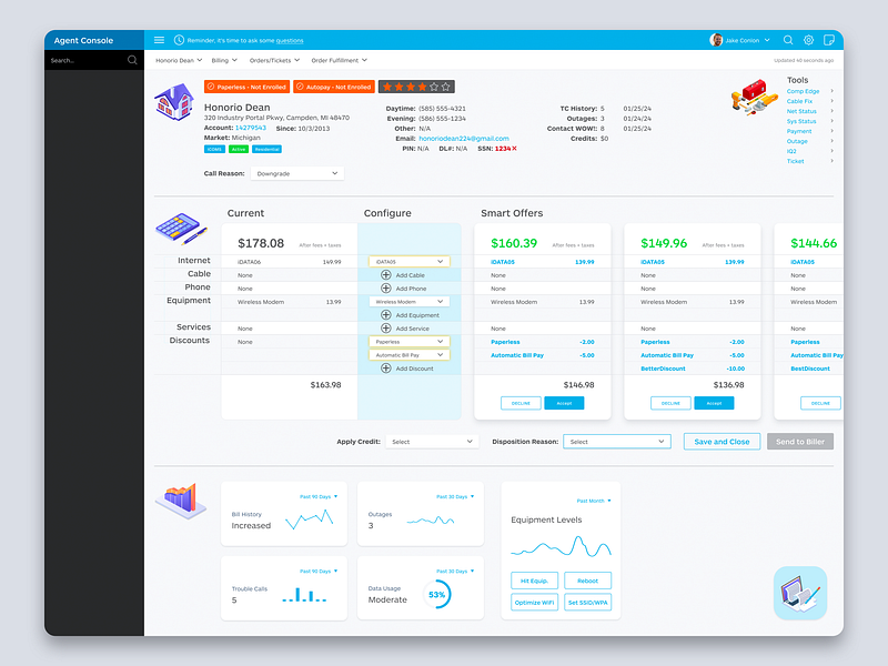 Customer Sales and Retention Console cable company corporate design design sprint enterprise interface design research telecom telecomm telecommunications ui ui design uiux uiux design ux ux design uxr uxui uxui design