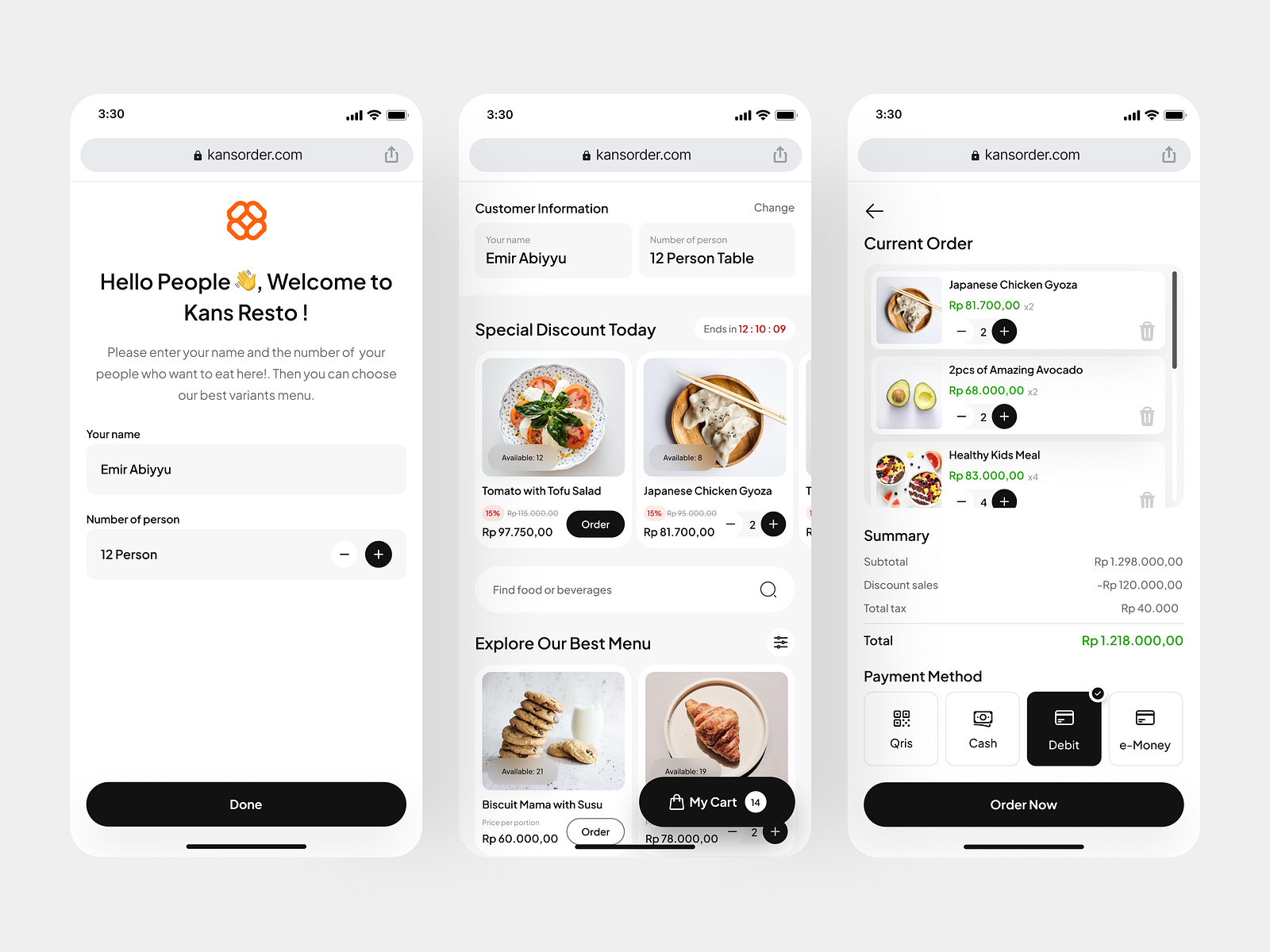 Kans Resto - Mobile Web for Order Food Dine-in by Emir for Nija Works ...