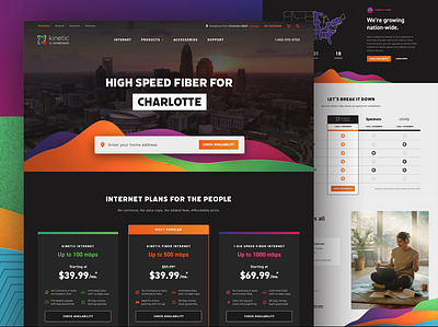 Kinetic UX charlotte geographic homepage internet ip sniffing isp kinetic location price tier pricing service ui ux web design web sales website windstream