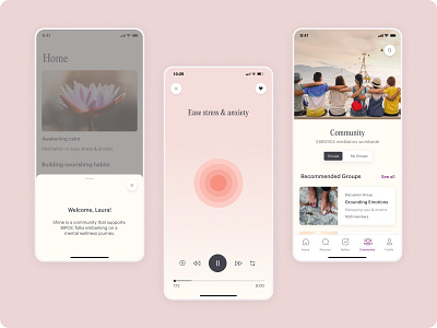 Shine App Redesign app app ui bipoc branding community design interface ios meditation mobile app ui uiux ux wellness