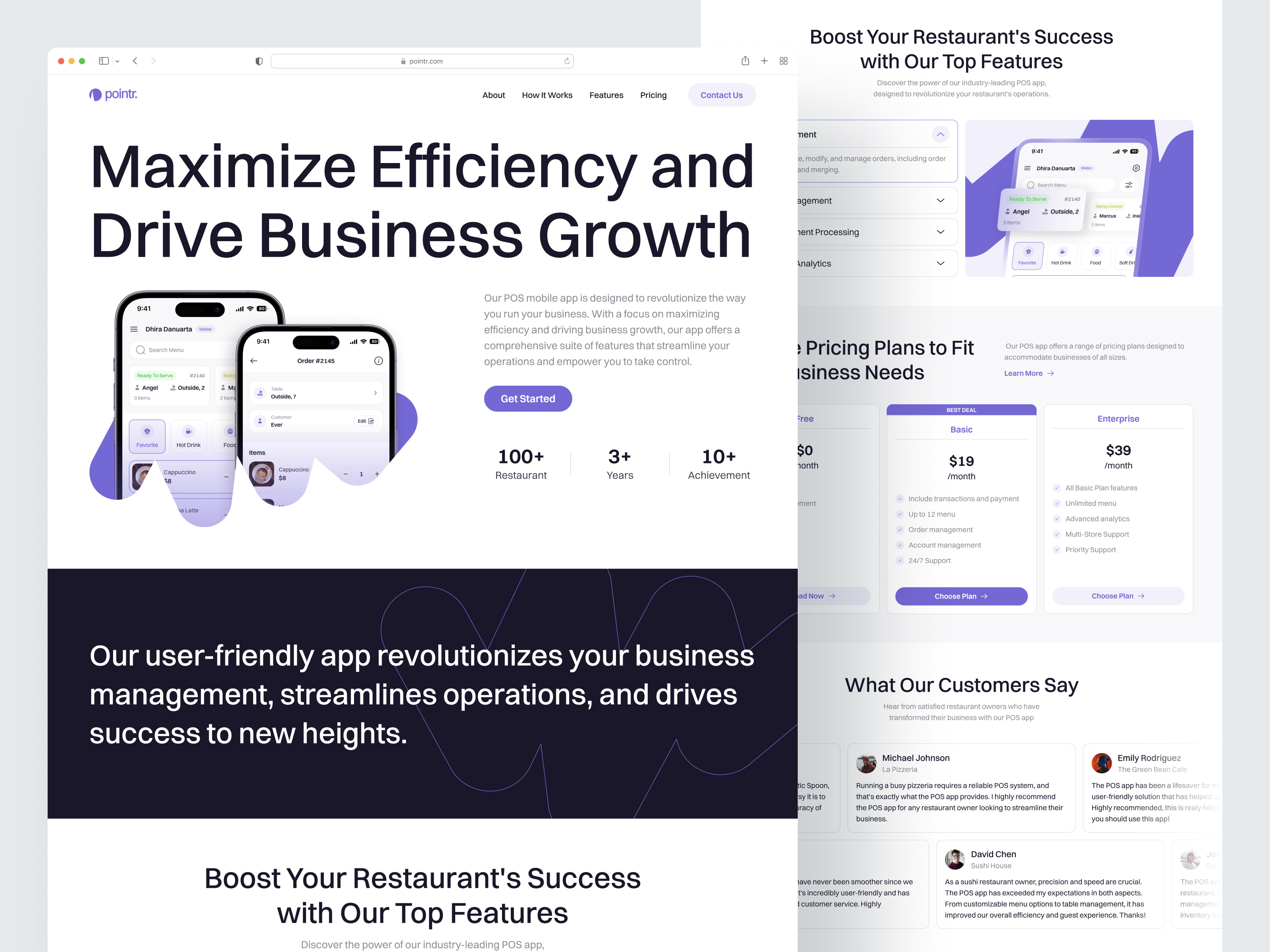 pointr. - POS App Landing Page business cafe cashier coffeeshop landing landing page point of sales pos pos landing pos system restaurant shopping transaction ui ui design uiux waiter web design