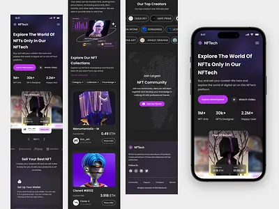 NFTech - Responsive Landing Page art ecommerce landing page mobile nft nft landing page responsive