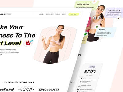 Workout landing page clean fitness ui web workout