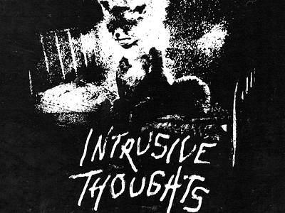 Intrusive Thoughts 80s album art black and white cover art dark wave electronic music fox goth rock grunge hand lettering lettering music ocd photocopy post punk punk punk rock starbound renegade synthwave typography