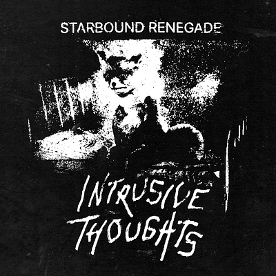 Intrusive Thoughts 80s album art black and white cover art dark wave electronic music fox goth rock grunge hand lettering lettering music ocd photocopy post punk punk punk rock starbound renegade synthwave typography
