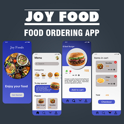 Joy Foods app application design figma food food ordering ui uiux