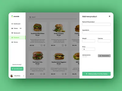 Add new product admin admin ui button dashboard green icon input menu product product design saas saas product search sidebar table ux web