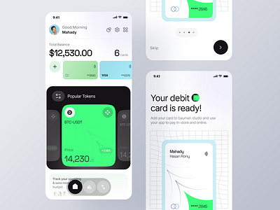 UI exploration for an exciting new Crypto app v3 blockchain card ui crypto crypto exchange cryptocurrency defi design eth fintech gradient interface investment layout minimal trending typography ui ux visual wallet