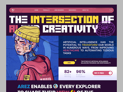 AREZ - Artificial Intelligence ai artificial intelligence cyberpunk flat future graphic design header illustration modern ui web design