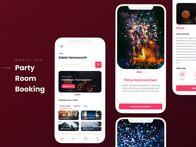 Party Room Booking App Concept app design ui ux