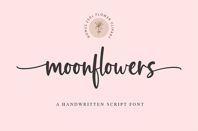 Moonflower Font beautiful beauty design display elegant feminine flower font handwritten invitation logo lovely magical script signature stylish wedding