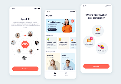 Speak English with AI ui ux