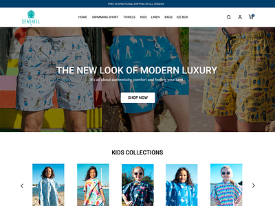 Seashell Shopify Store clothing fashion modern seashell shorts web design website design