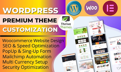 I will customize any premium theme using Elementor blogwebsite businesswebsite customization ecommerce elementorlanding installwordpress responsivewebsite squeezepage themeforest themewordpress woocommerce wordpress wordpresslanding wordpresstheme wordpresswebsite