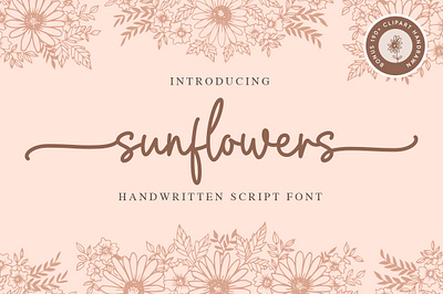 Sunflower Font beautiful beauty design display elegant feminine flower font handwritten illustration invitation logo lovely script signature stylish wedding