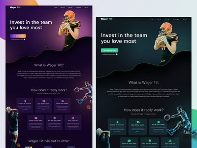 Wager Tilt - A sports betting platform @creativity betting platform landing page purple theme sports ui website design