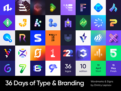 36 Days of Type & Branding Collection 36 days of type ai blockchain branding collection defi ecommerce fintech gaming gradient icon identity isometric lettering logo saas startup tech type typography