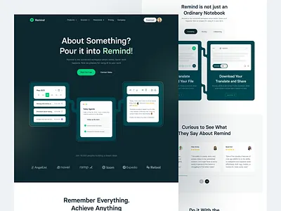 Remind - Landing Page analytics animation business design design system graphic design landing page marketing micro interaction motion graphics pixlayer styleguide testimonial ui design ux design web design website
