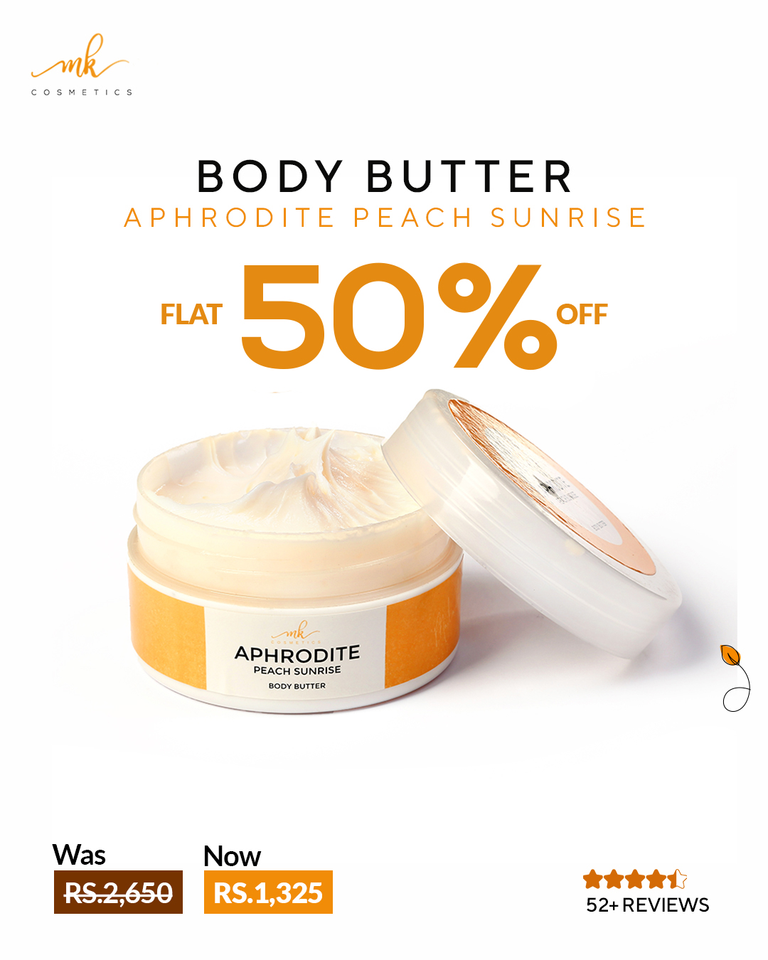 Aphrodite Peach Sunrise Body Butter-150ML, Mk Cosmetics Pakistan