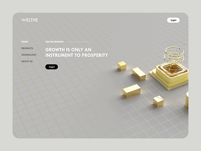 Welthe home page + animation 3d 3dart 3ddesign 3dillustration 3dmodelling animation color theme gaussian gold keyshot layerblur logotype luxury maya motion graphics rich typeface wealth web web ui