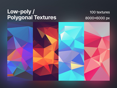 100 Low-poly Polygonal Textures / Backgrounds abstract backgrounds creative design desktop wallpapers geometric gradients graphic design high resolution low poly patterns phone wallpapers polygonal print design shapes textures wallpapers