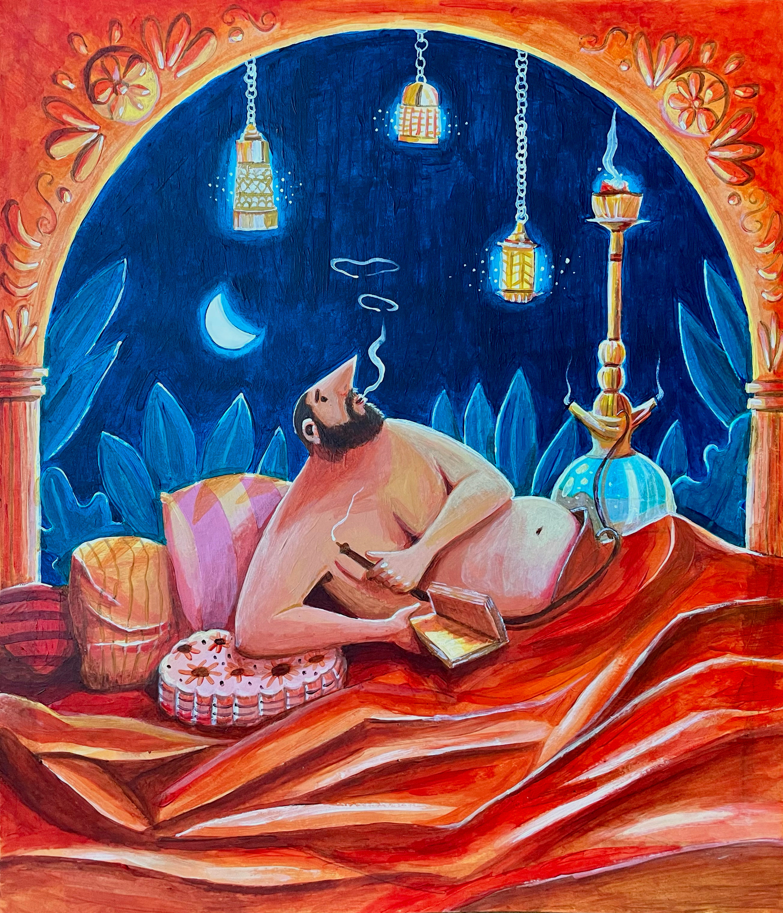 La Chicha du Pacha acrylic arabian characterdesign illustration night nights paint painting procreate